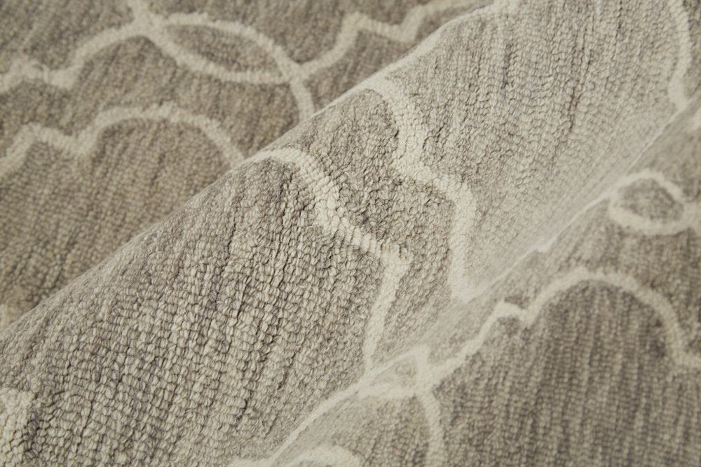 10' X 14' Ivory And Gray Wool Geometric Hand Tufted Area Rug