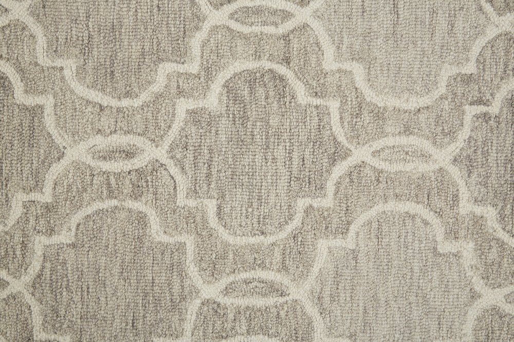 10' X 14' Ivory And Gray Wool Geometric Hand Tufted Area Rug