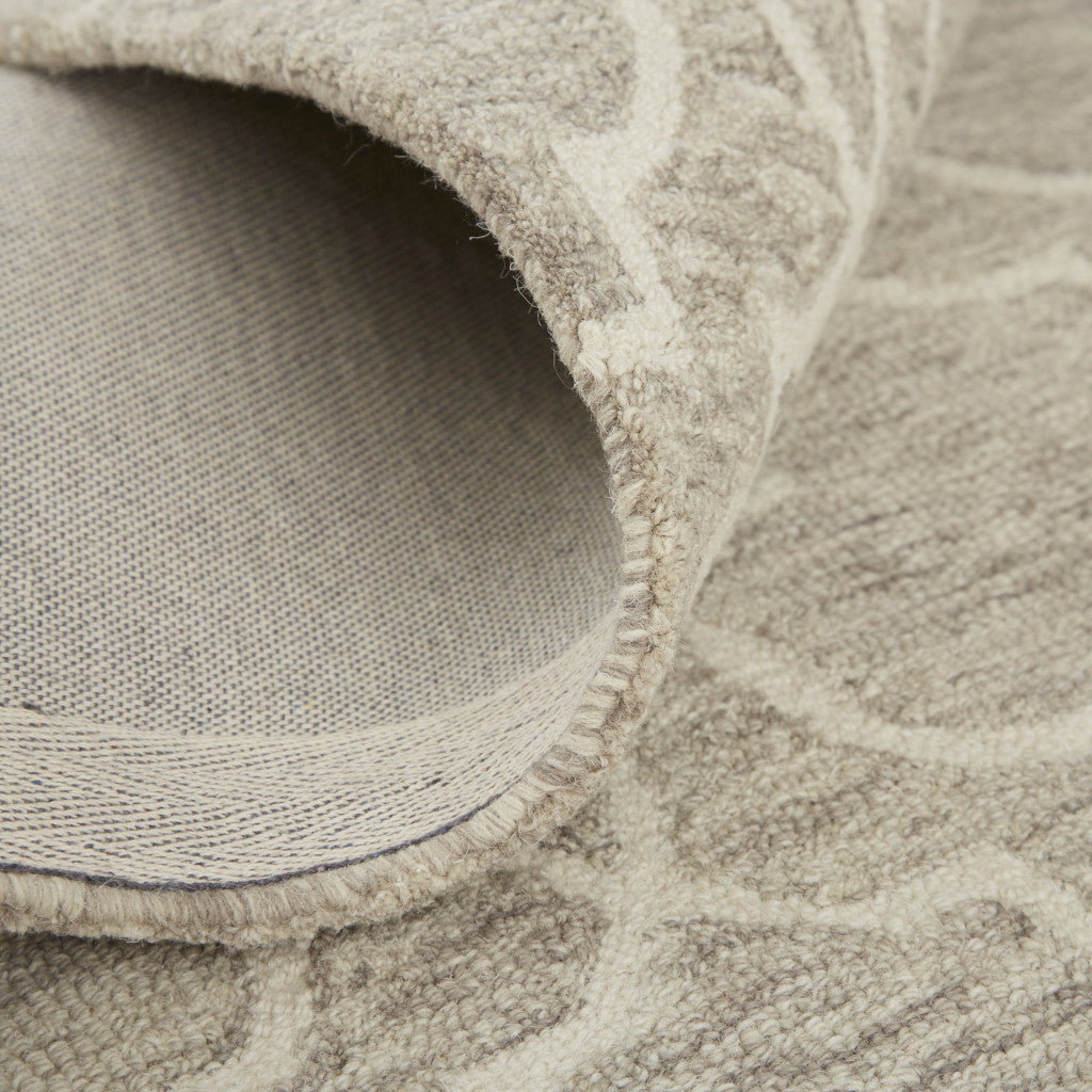 10' X 14' Ivory and Gray Wool Floral Hand Tufted Area Rug