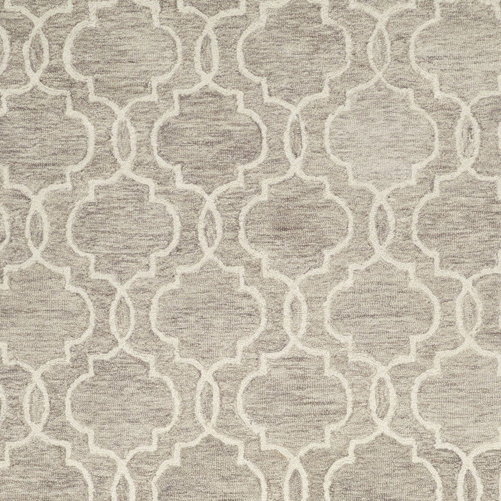 10' X 14' Ivory and Gray Wool Floral Hand Tufted Area Rug