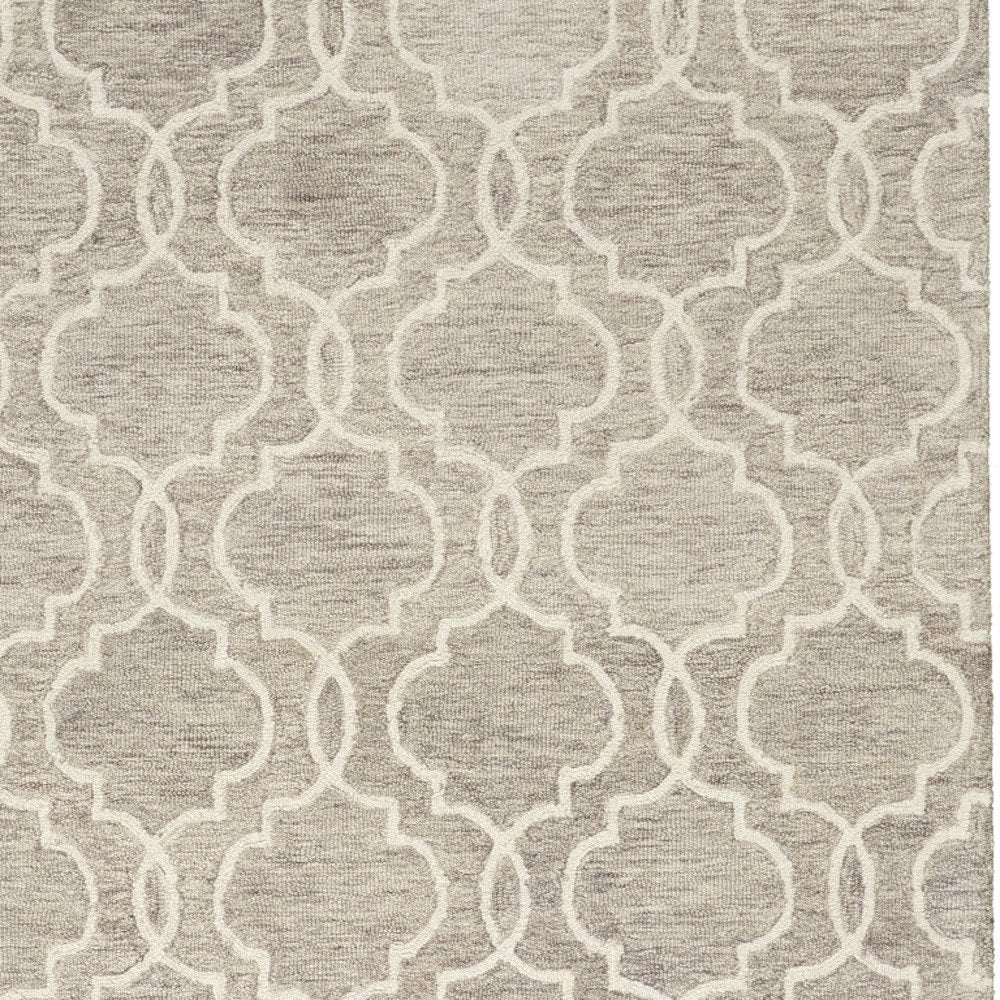 10' X 14' Ivory And Gray Wool Geometric Hand Tufted Area Rug