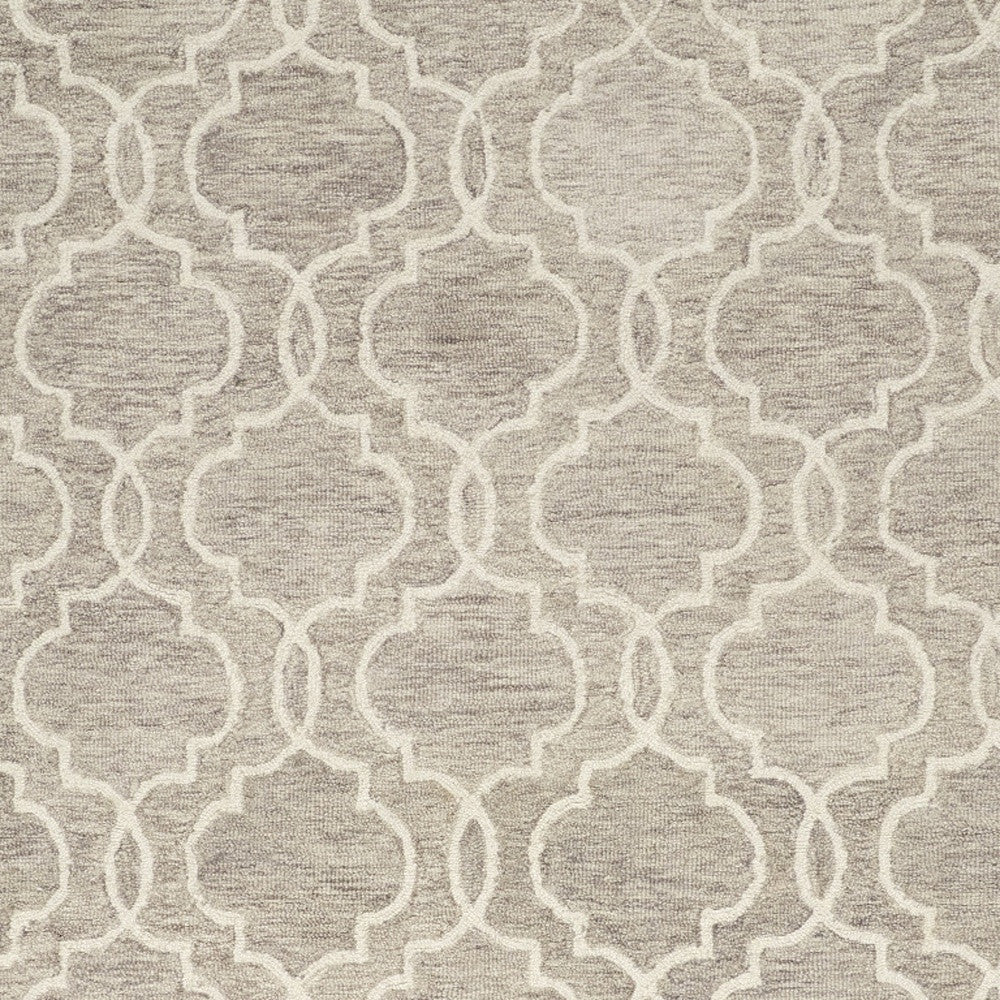 10' X 14' Ivory and Gray Wool Floral Hand Tufted Area Rug