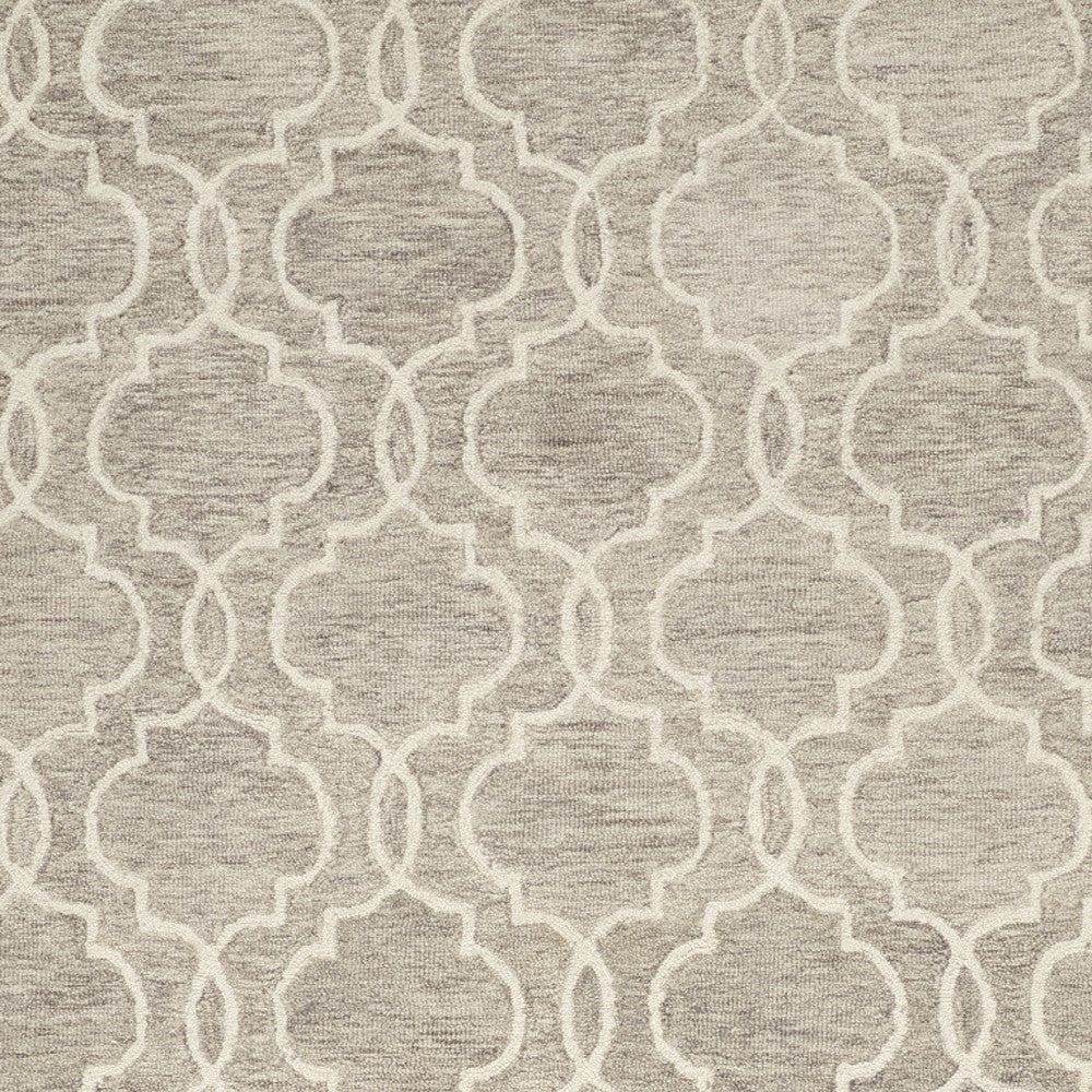 10' X 14' Ivory and Gray Wool Floral Hand Tufted Area Rug