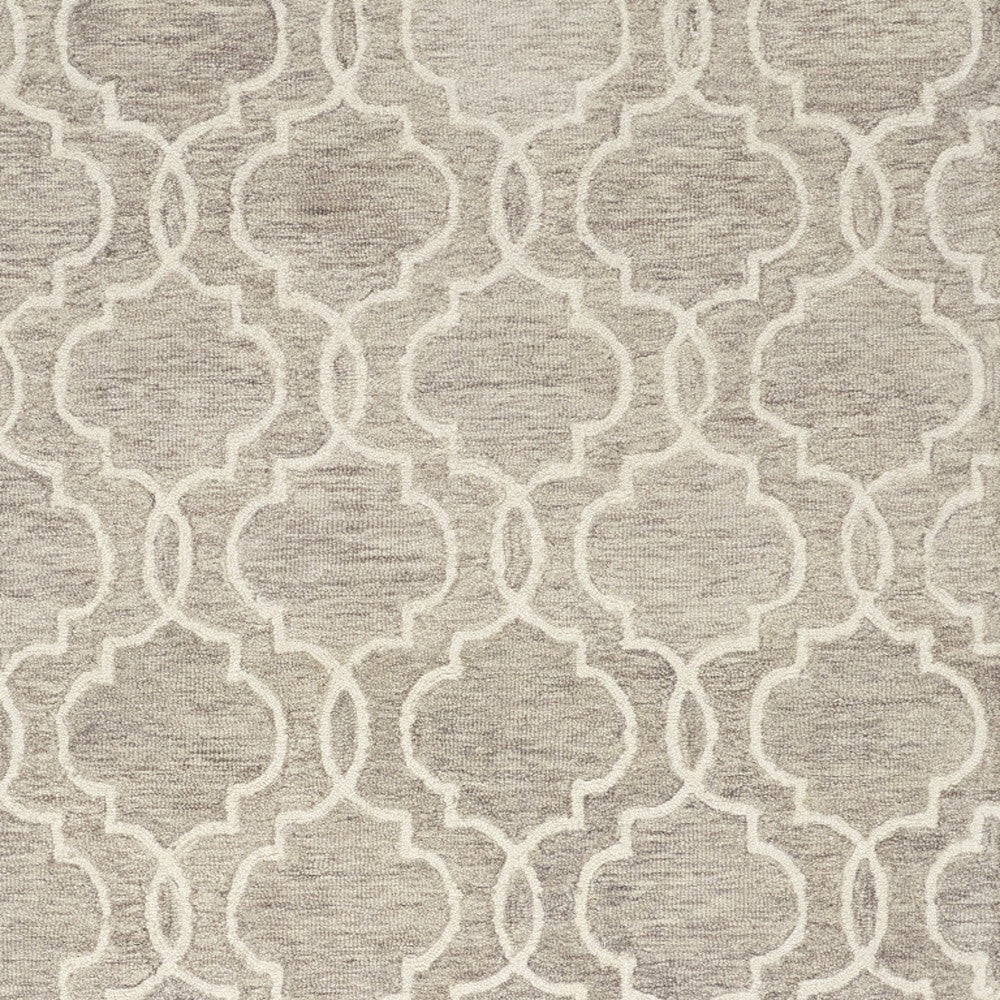 10' X 14' Ivory and Gray Wool Floral Hand Tufted Area Rug