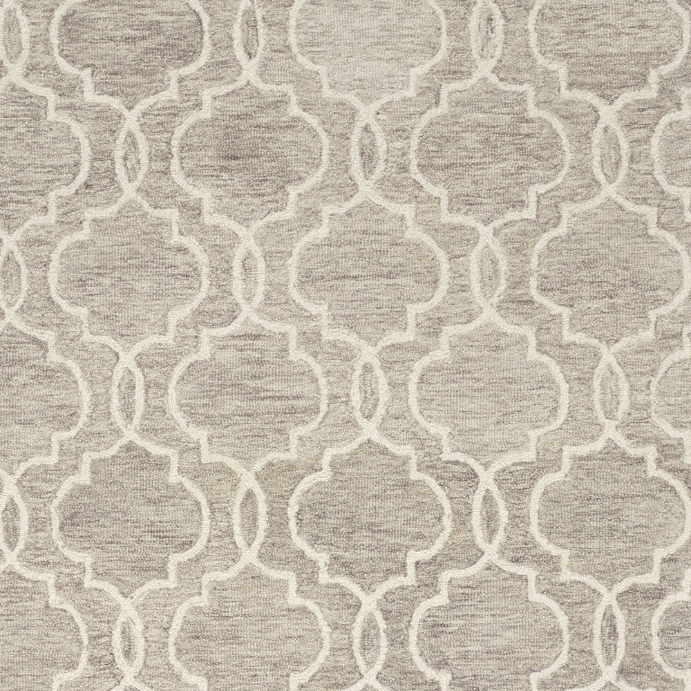 10' X 14' Ivory and Gray Wool Floral Hand Tufted Area Rug