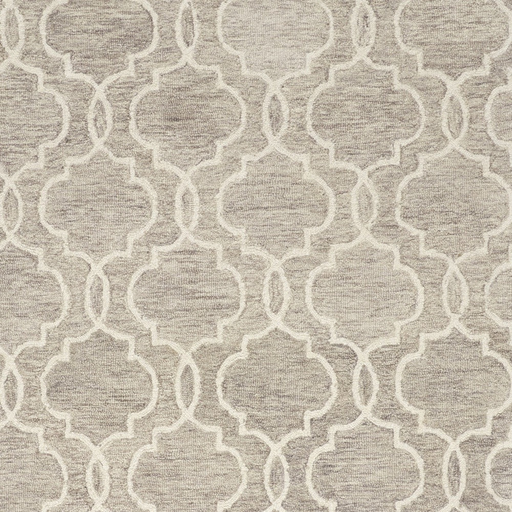 10' X 14' Ivory and Gray Wool Floral Hand Tufted Area Rug