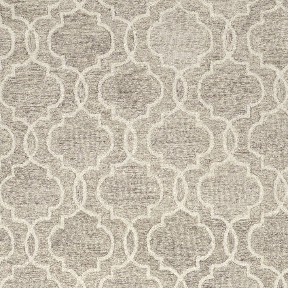 10' X 14' Ivory and Gray Wool Floral Hand Tufted Area Rug