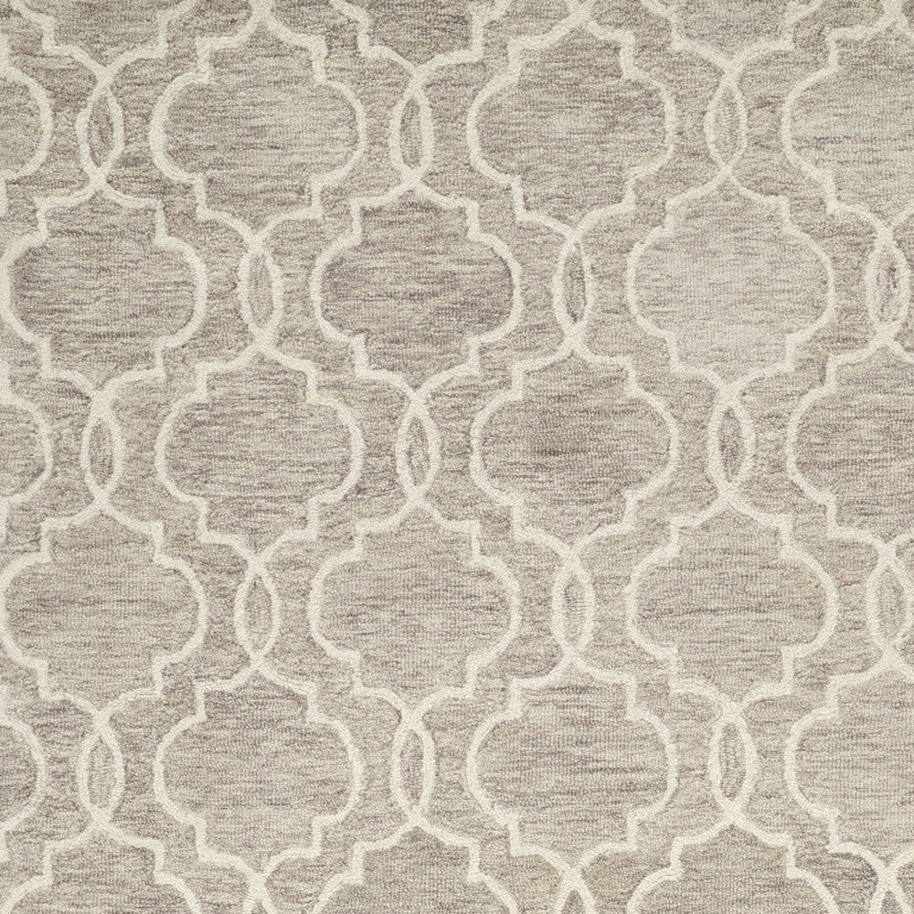 10' X 14' Ivory and Gray Wool Floral Hand Tufted Area Rug