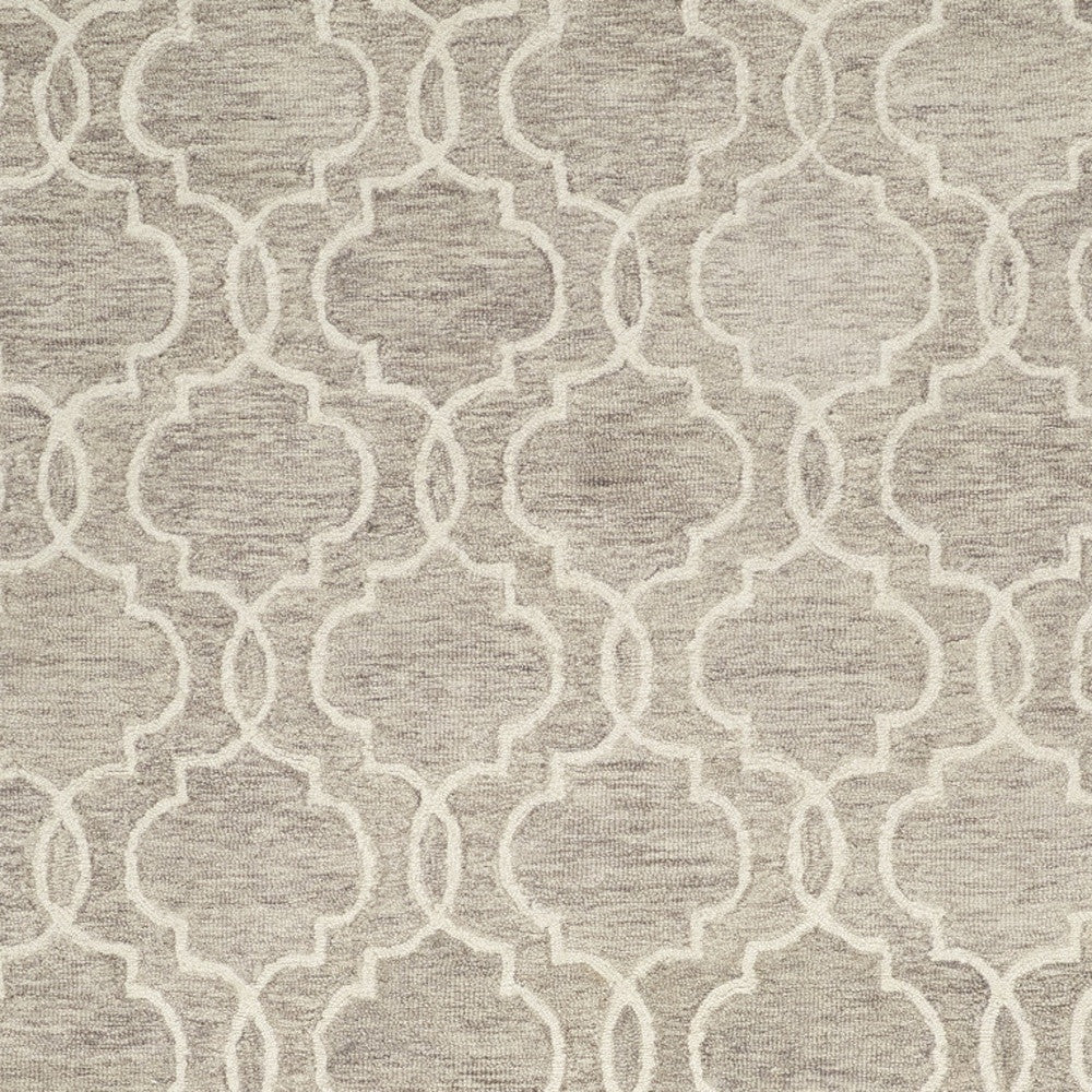 10' X 14' Ivory and Gray Wool Floral Hand Tufted Area Rug