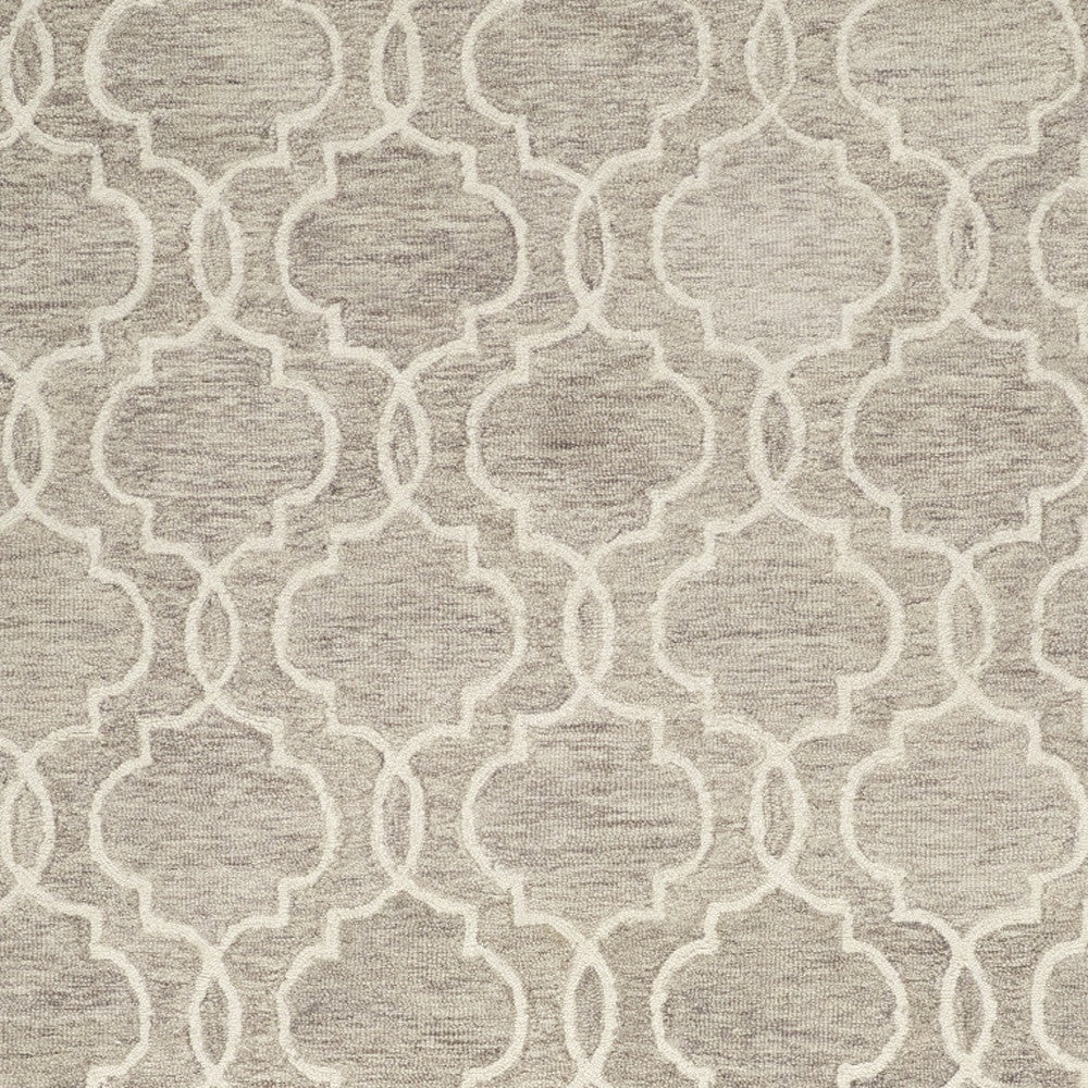 10' X 14' Ivory and Gray Wool Floral Hand Tufted Area Rug