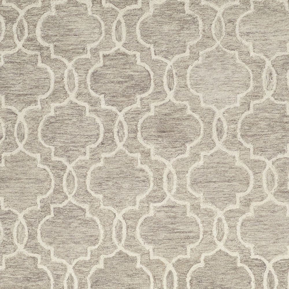 10' X 14' Ivory and Gray Wool Floral Hand Tufted Area Rug