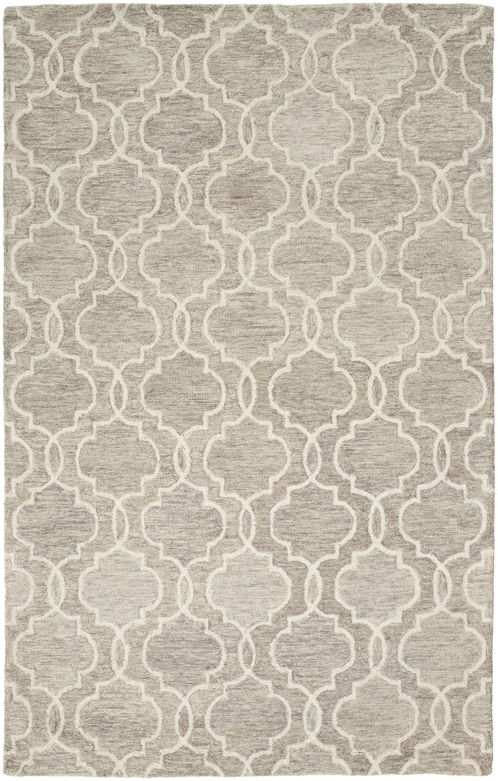 10' X 14' Ivory and Gray Wool Floral Hand Tufted Area Rug