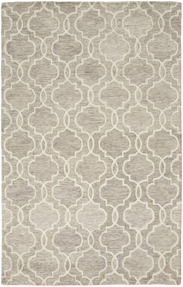 10' X 14' Ivory And Gray Wool Geometric Hand Tufted Area Rug