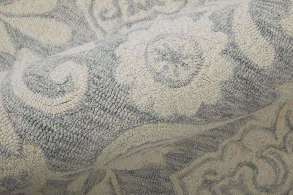 10' X 14' Blue and Ivory Wool Oriental Hand Tufted Area Rug