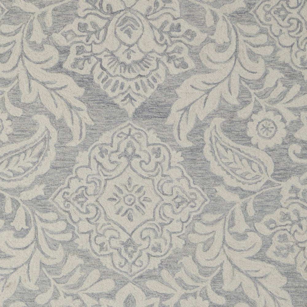 10' X 14' Blue and Ivory Wool Oriental Hand Tufted Area Rug