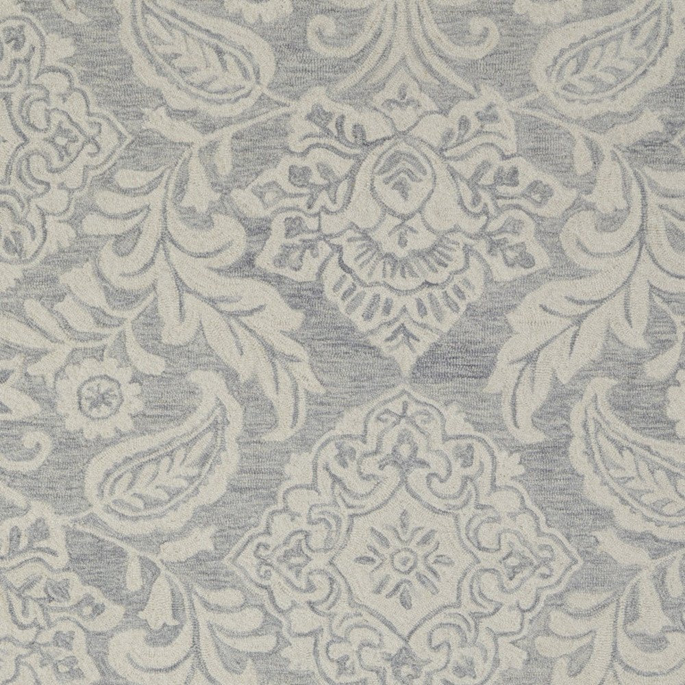 10' X 14' Blue and Ivory Wool Oriental Hand Tufted Area Rug