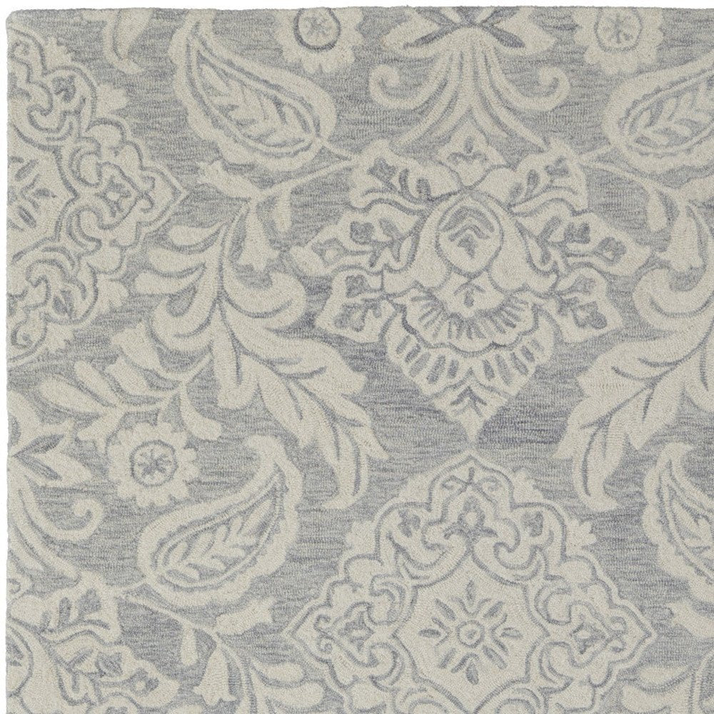 10' X 14' Blue and Ivory Wool Oriental Hand Tufted Area Rug