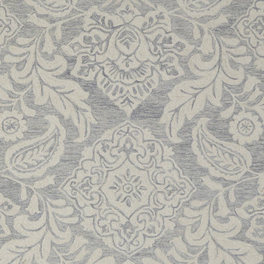 10' X 14' Blue and Ivory Wool Oriental Hand Tufted Area Rug