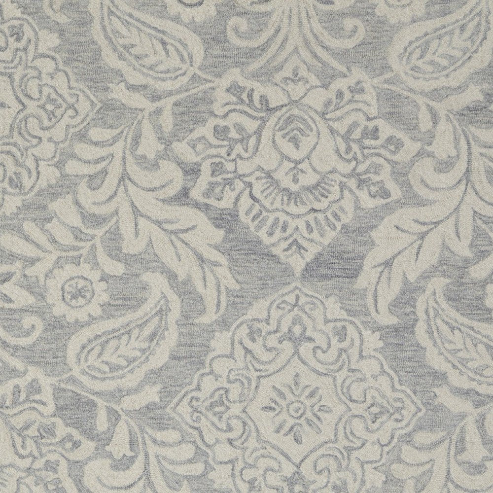 10' X 14' Blue and Ivory Wool Oriental Hand Tufted Area Rug