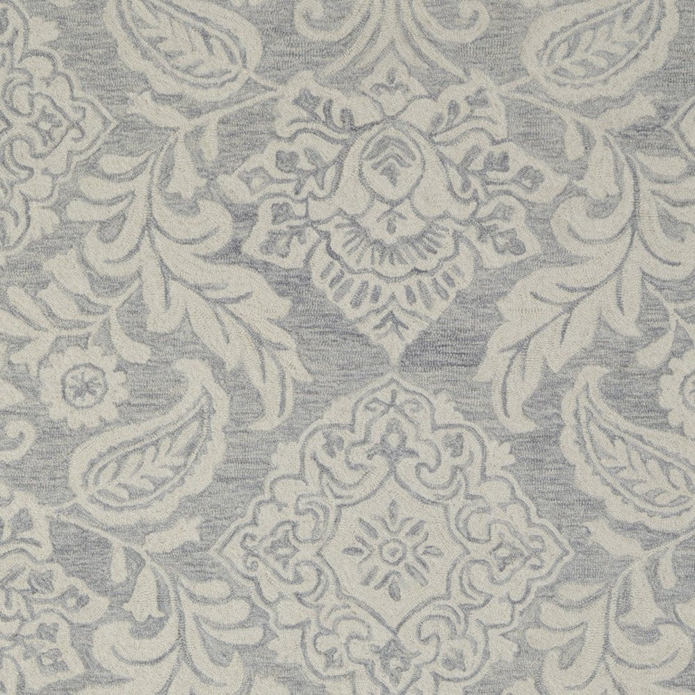 10' X 14' Blue and Ivory Wool Oriental Hand Tufted Area Rug