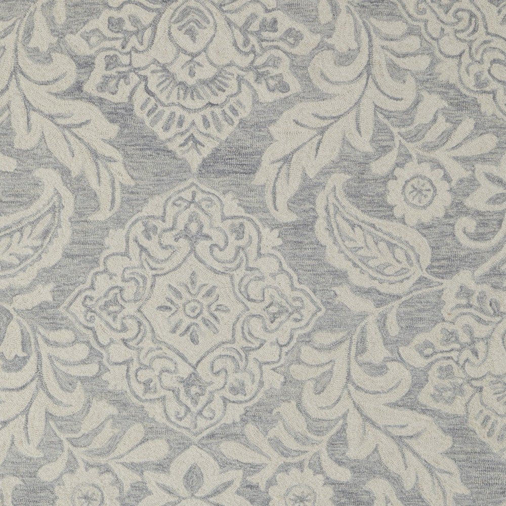 10' X 14' Blue and Ivory Wool Oriental Hand Tufted Area Rug