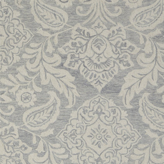 10' X 14' Blue and Ivory Wool Oriental Hand Tufted Area Rug