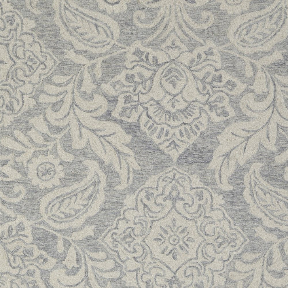 10' X 14' Blue and Ivory Wool Oriental Hand Tufted Area Rug