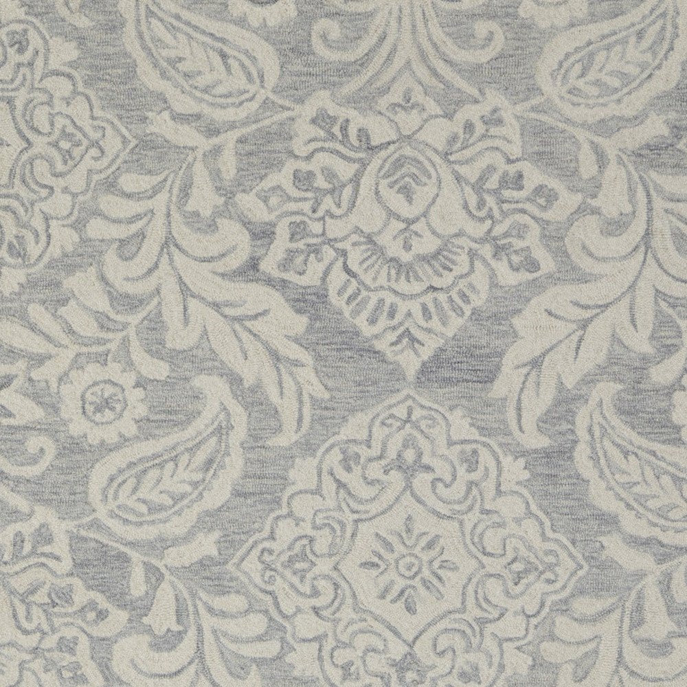 10' X 14' Blue and Ivory Wool Oriental Hand Tufted Area Rug