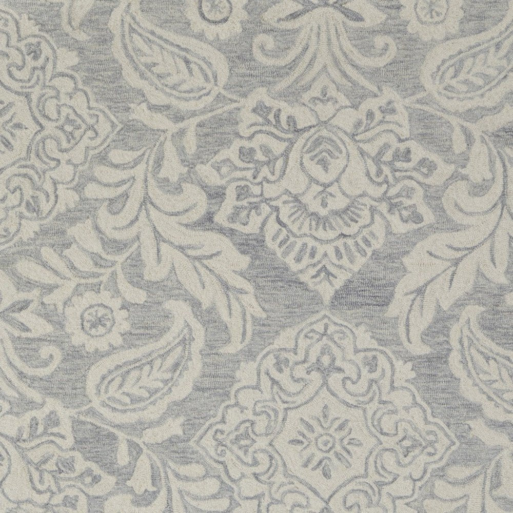 10' X 14' Blue and Ivory Wool Oriental Hand Tufted Area Rug