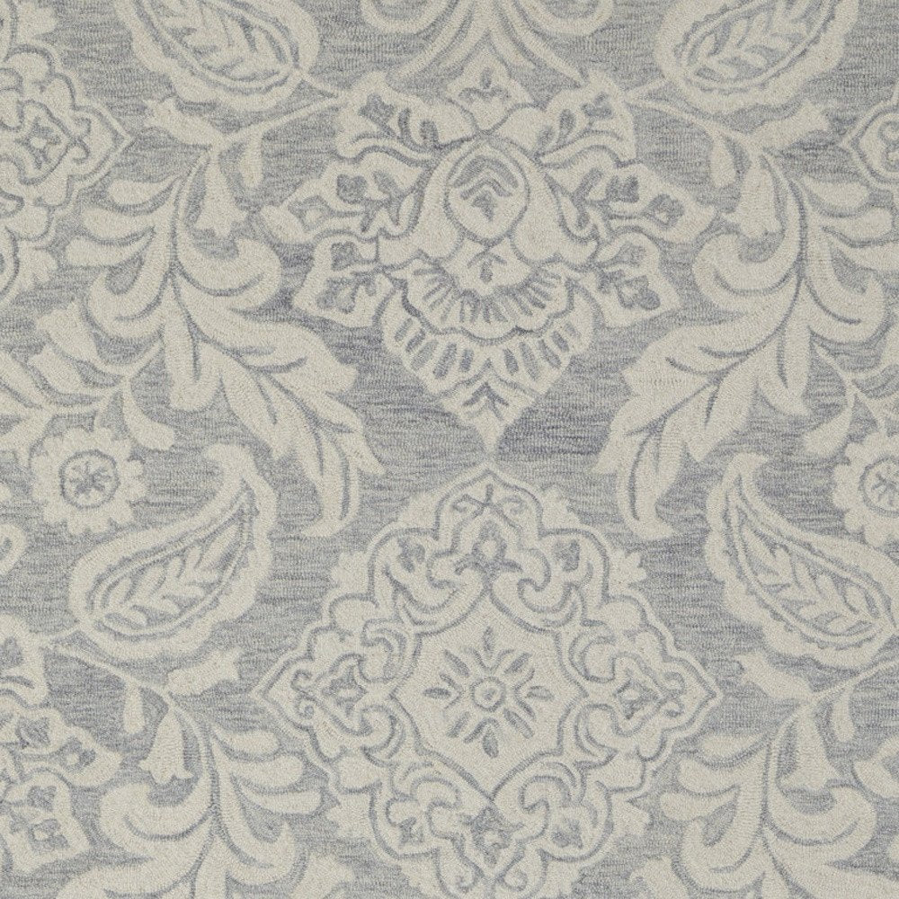 10' X 14' Blue and Ivory Wool Oriental Hand Tufted Area Rug