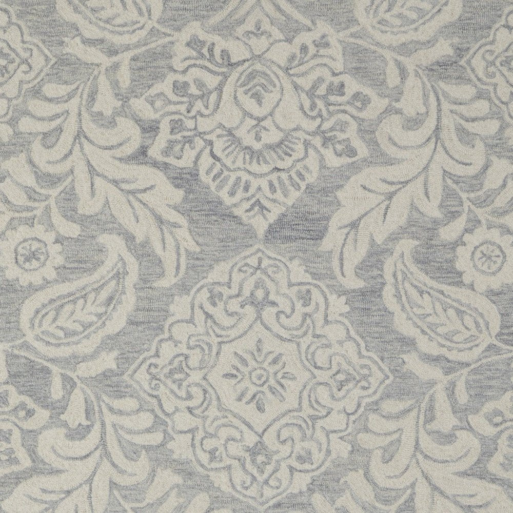 10' X 14' Blue and Ivory Wool Oriental Hand Tufted Area Rug