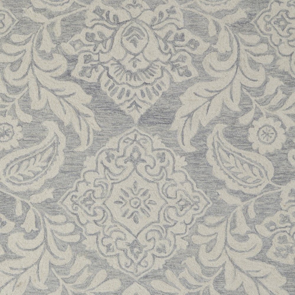 10' X 14' Blue and Ivory Wool Oriental Hand Tufted Area Rug