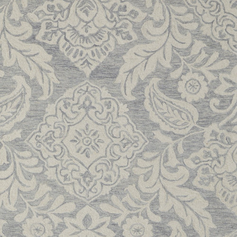 10' X 14' Blue and Ivory Wool Oriental Hand Tufted Area Rug