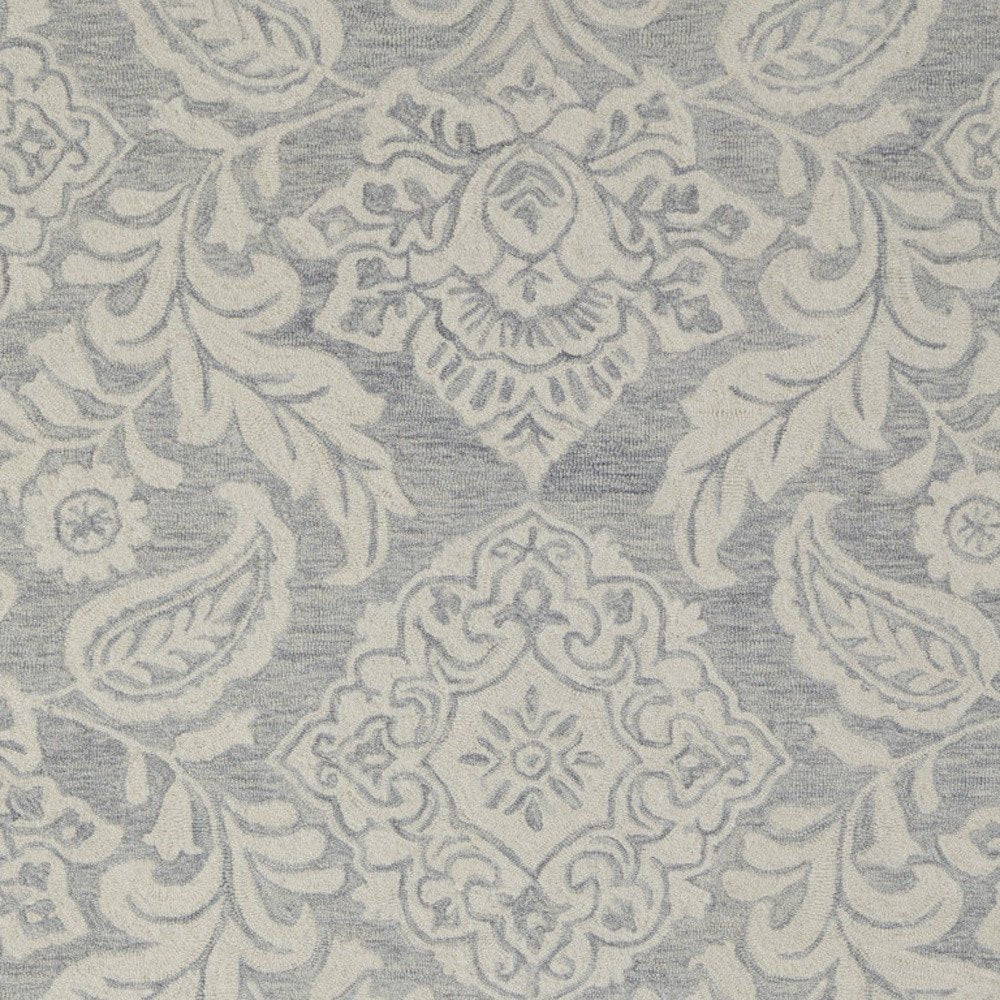 10' X 14' Blue and Ivory Wool Oriental Hand Tufted Area Rug