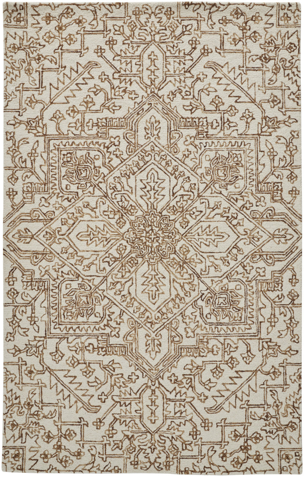 10' X 14' Brown and Ivory Wool Oriental Hand Tufted Area Rug