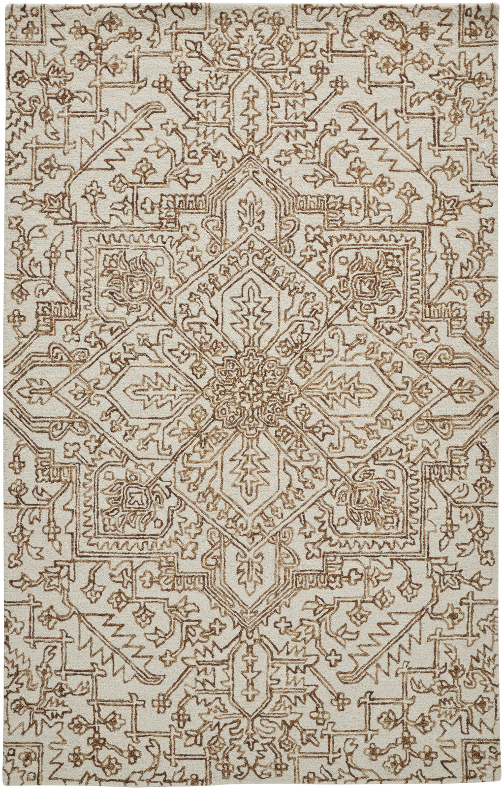 10' X 14' Brown and Ivory Wool Oriental Hand Tufted Area Rug