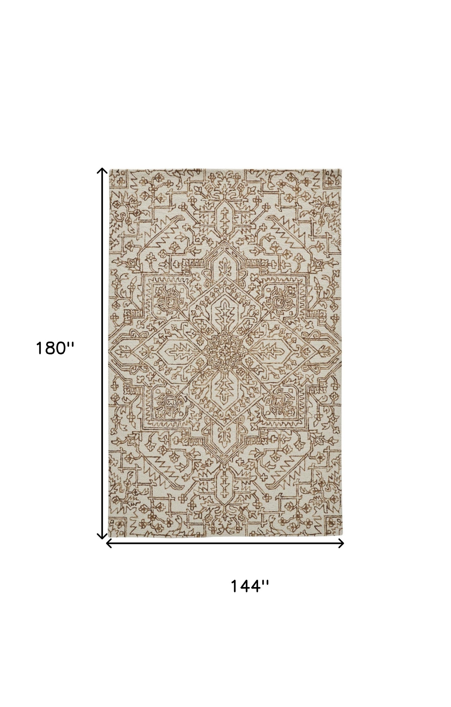 10' X 14' Brown and Ivory Wool Oriental Hand Tufted Area Rug
