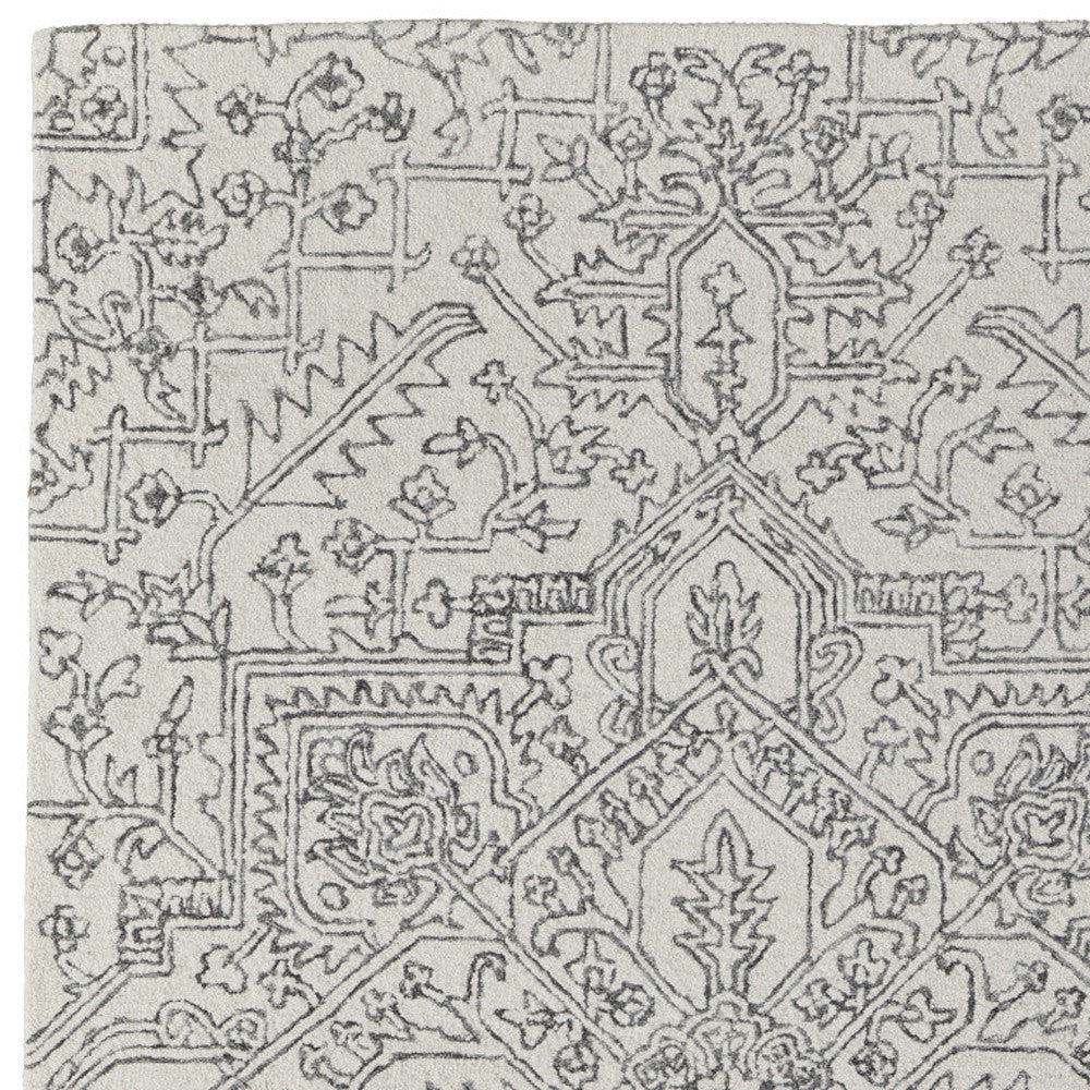 10' X 14' Brown and Ivory Wool Oriental Hand Tufted Area Rug