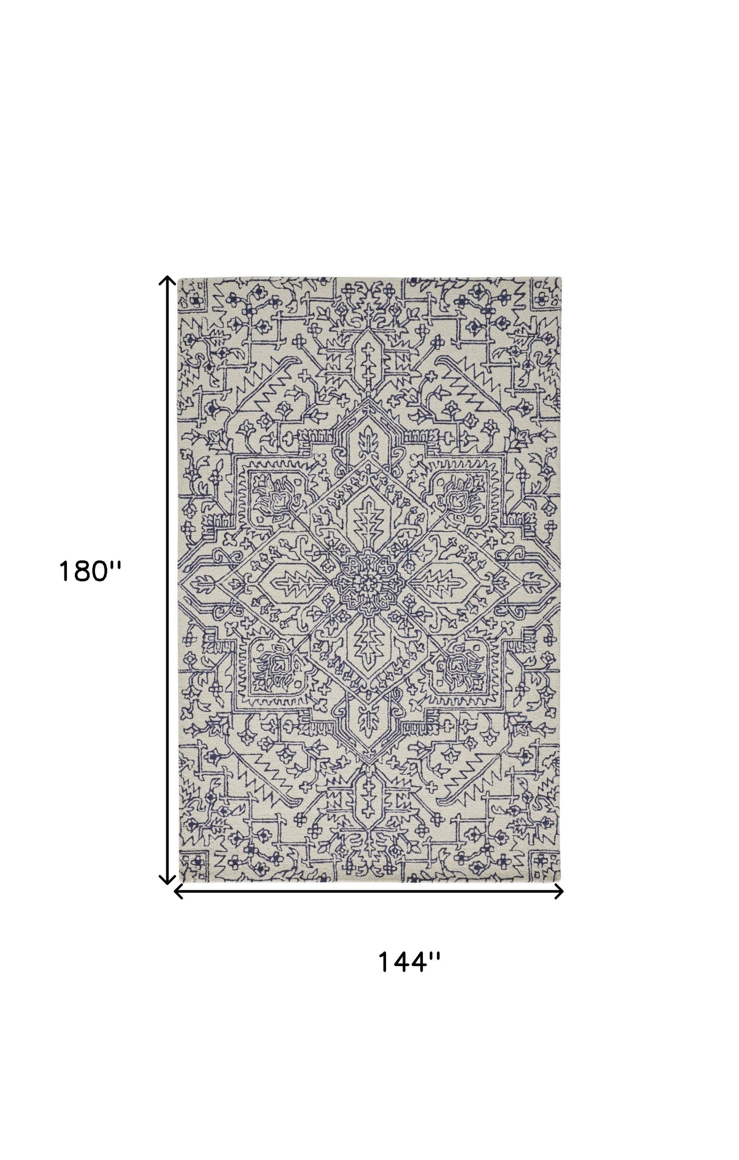10' X 14' Brown and Ivory Wool Oriental Hand Tufted Area Rug