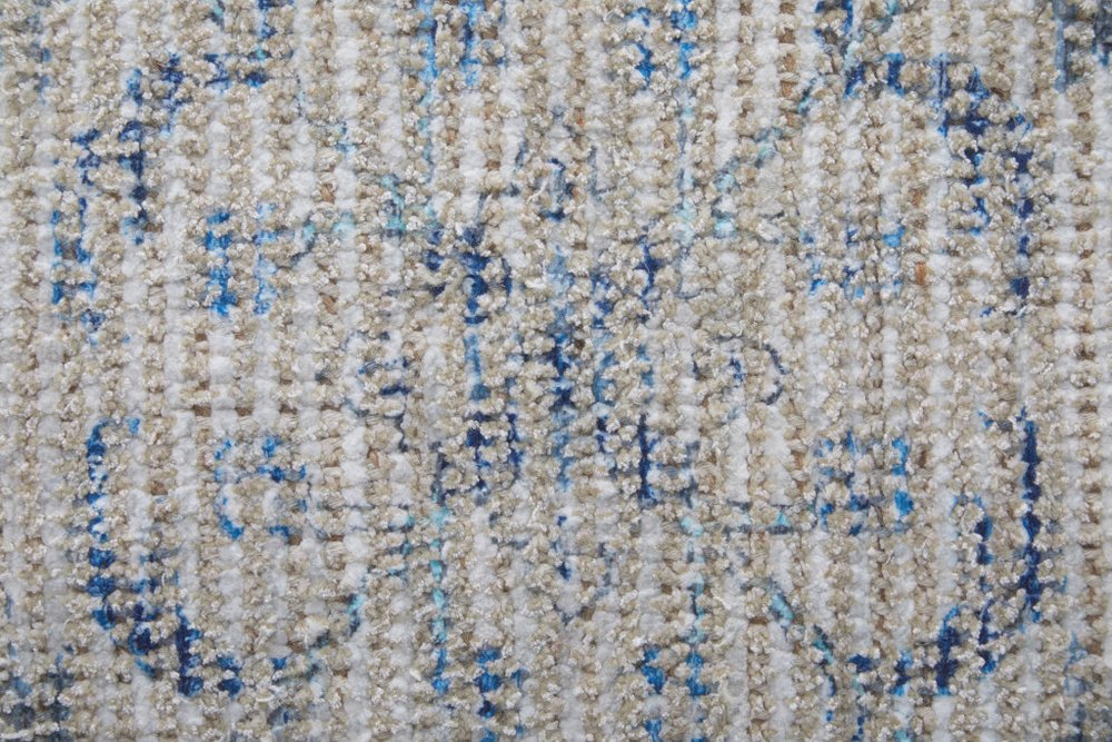 5' X 8' Gray Blue and Ivory Oriental Hand Woven Distressed Area Rug With Fringe