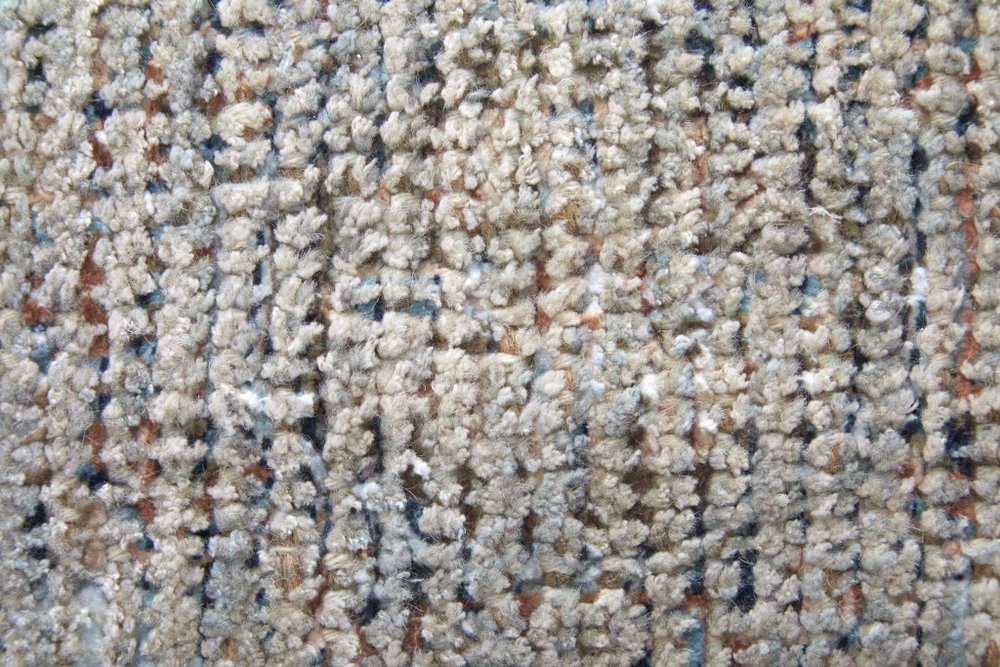 4' X 6' Gray Blue and Taupe Abstract Hand Woven Distressed Area Rug With Fringe