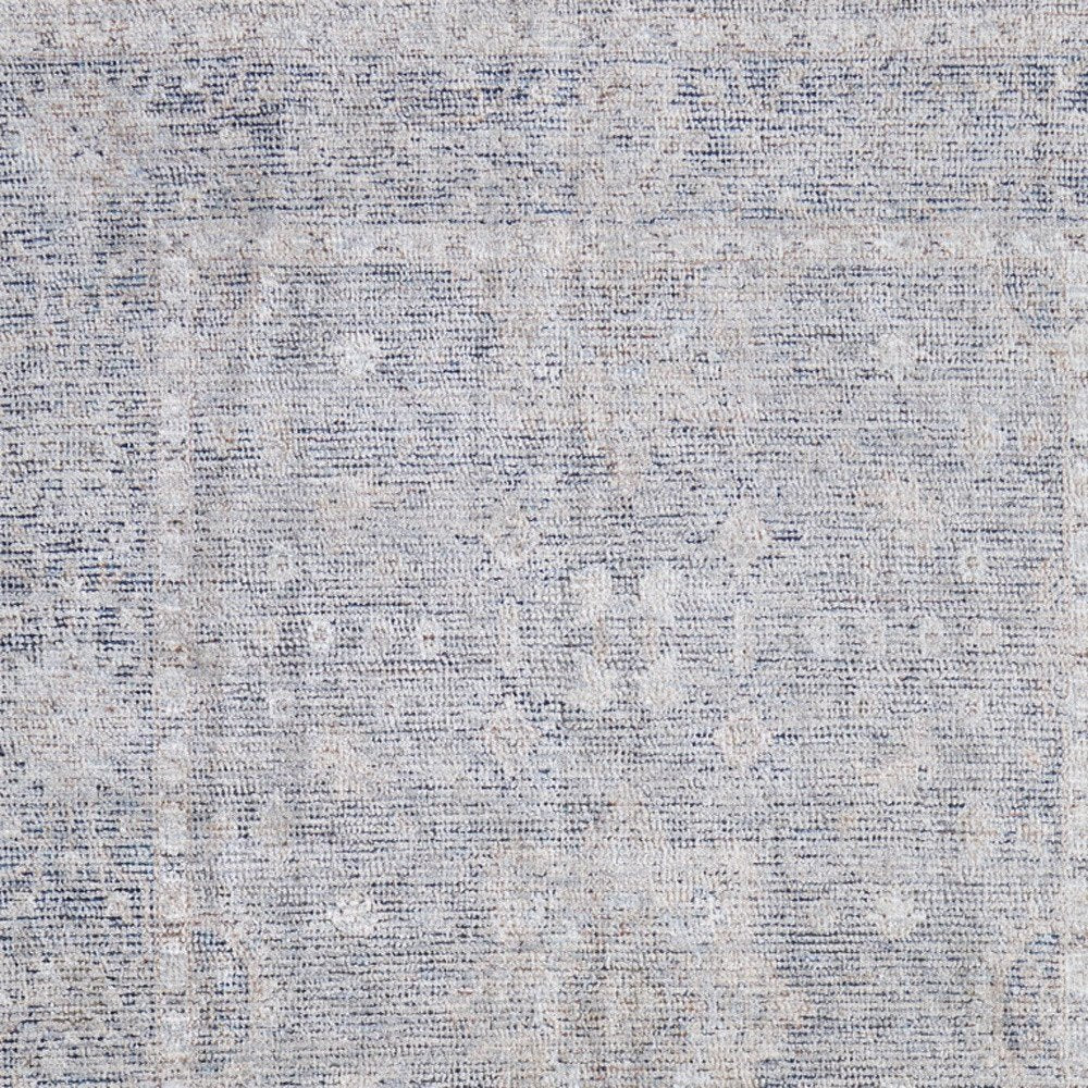 4' X 6' Gray Blue and Taupe Abstract Hand Woven Distressed Area Rug With Fringe