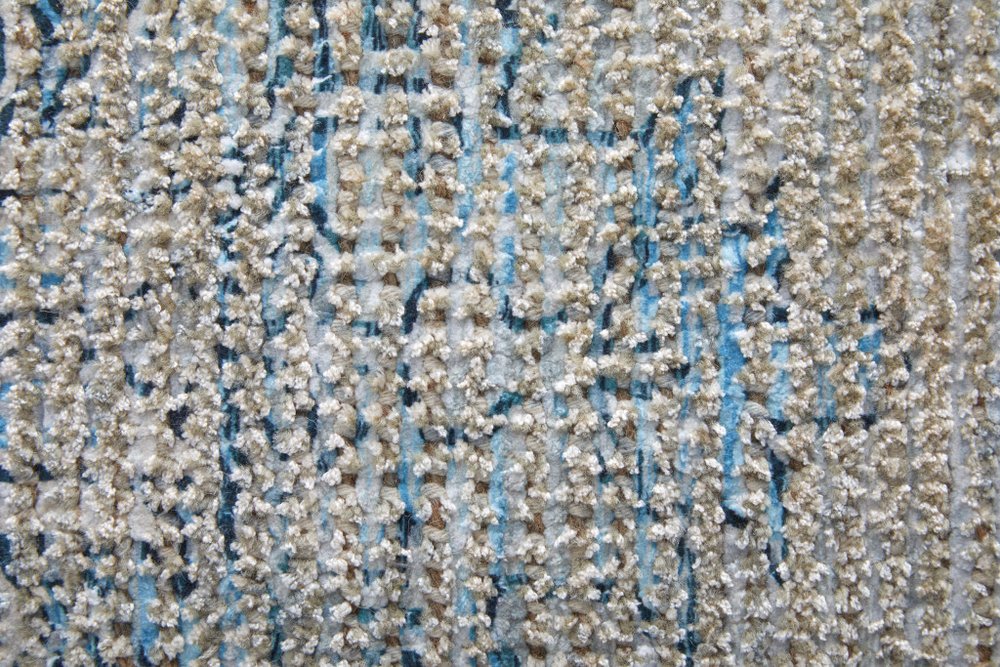 4' X 6' Gray Blue and Taupe Oriental Hand Woven Distressed Area Rug With Fringe