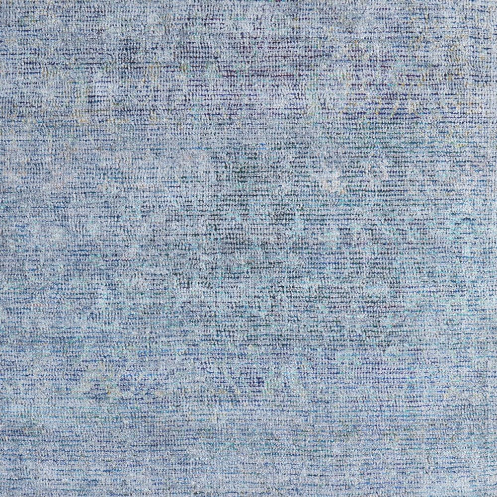 2' X 3' Blue and Gray Abstract Hand Woven Distressed Area Rug With Fringe