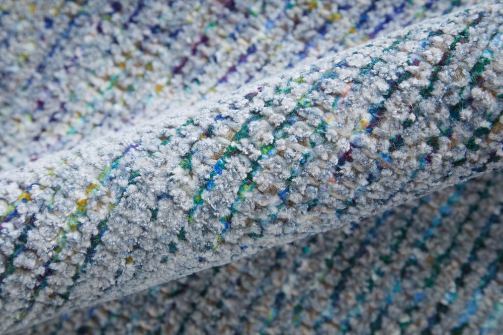 2' X 3' Blue and Gray Abstract Hand Woven Distressed Area Rug With Fringe