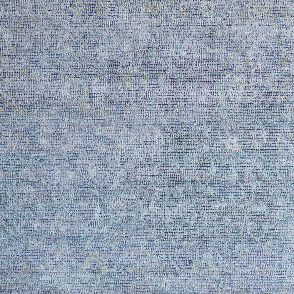 2' X 3' Blue and Gray Abstract Hand Woven Distressed Area Rug With Fringe