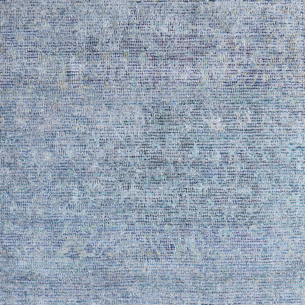 2' X 3' Blue and Gray Abstract Hand Woven Distressed Area Rug With Fringe