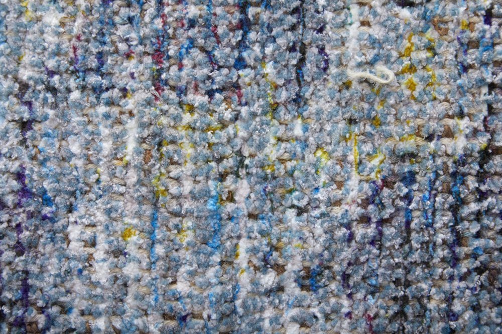 4' X 6' Blue and Ivory Abstract Hand Woven Distressed Area Rug With Fringe