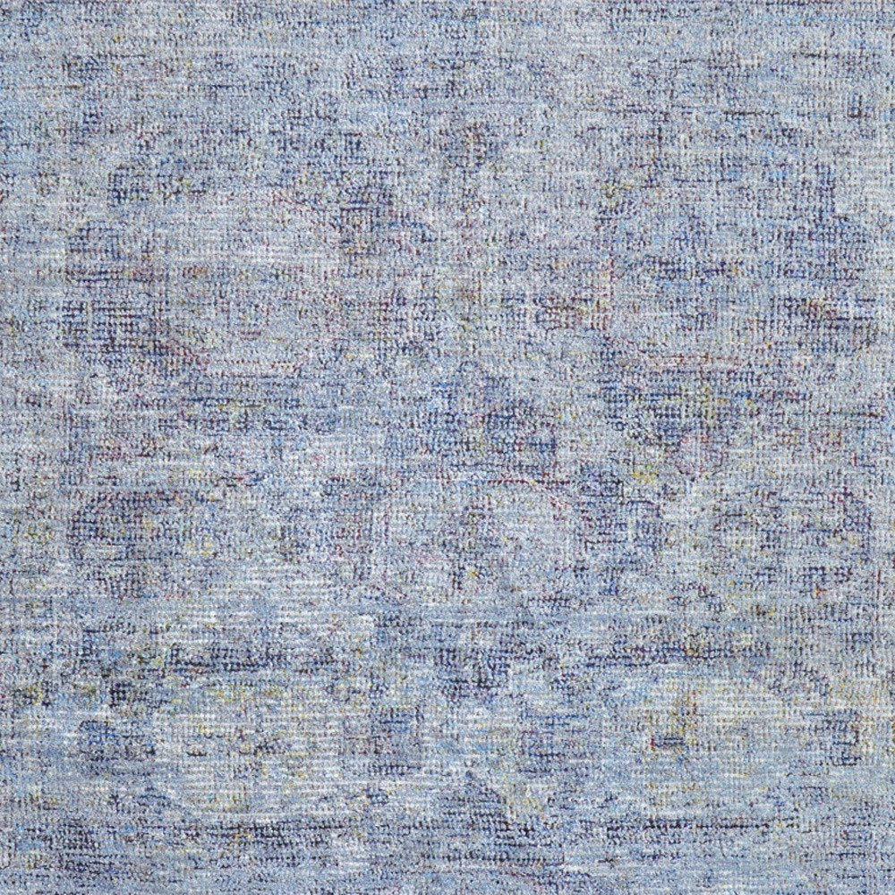 4' X 6' Blue and Ivory Abstract Hand Woven Distressed Area Rug With Fringe