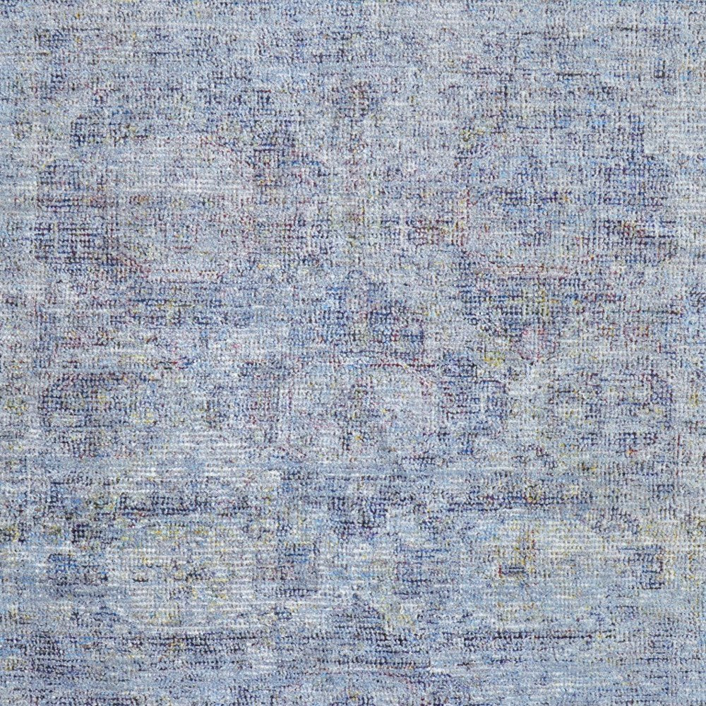 4' X 6' Blue and Ivory Abstract Hand Woven Distressed Area Rug With Fringe